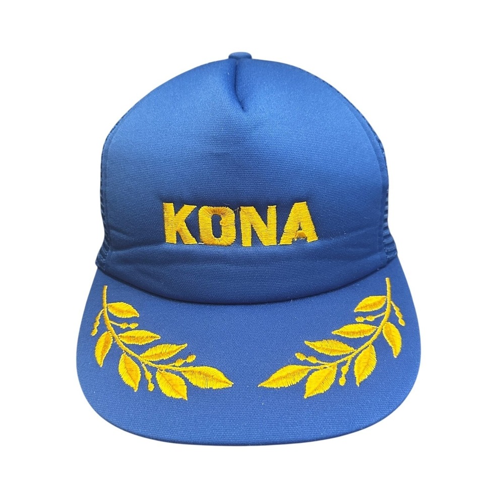 Hawaiian Headwear Kona Trucker Hat Men's Adjustable Royal Blue‎ Yellow